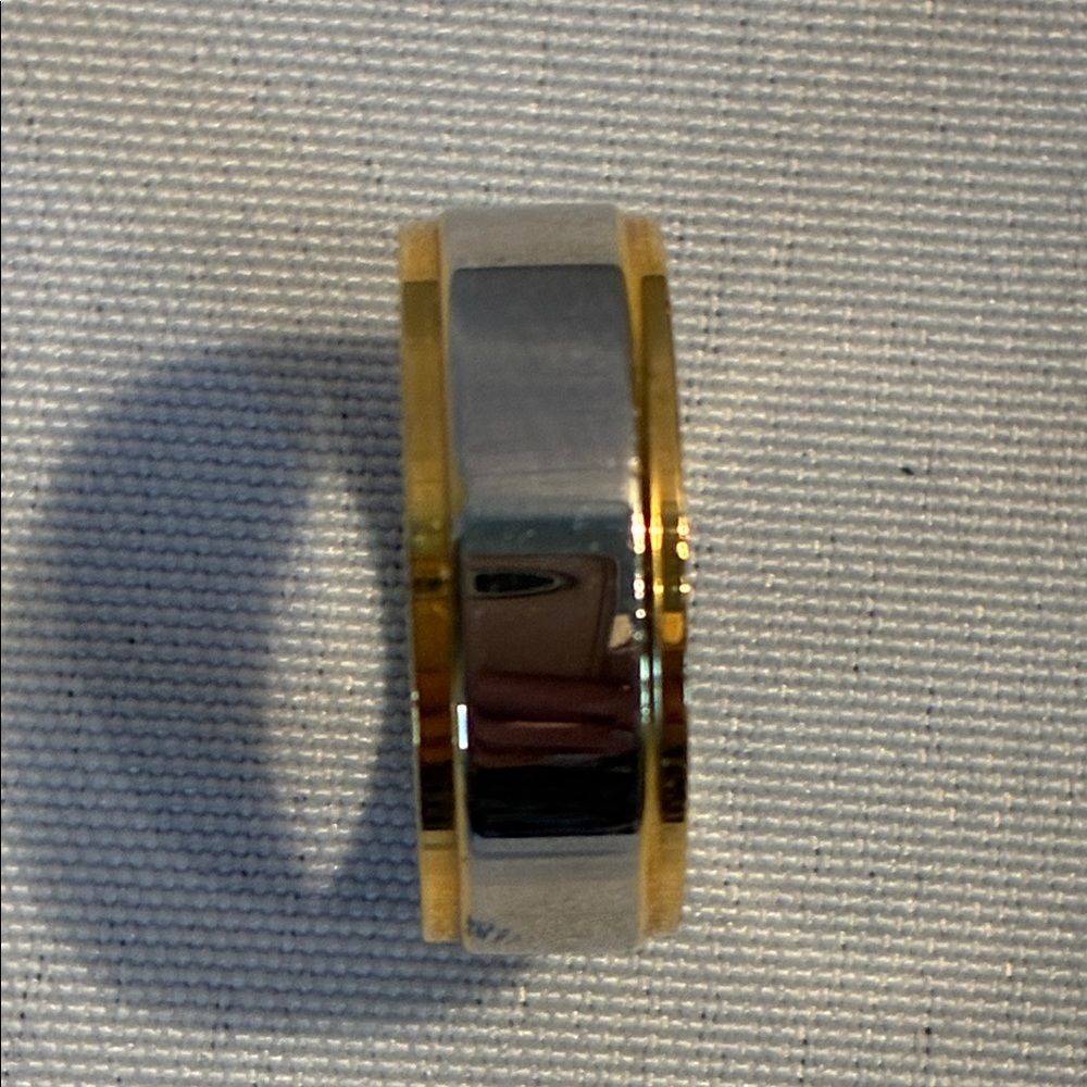 Stainless steel & 14 K yellow gold plated men's wedding ring size 9 wedding band
